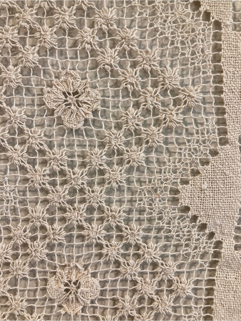 Crochet Tablecloth Square Floral Design In Cream Color - Picture 9 of 13